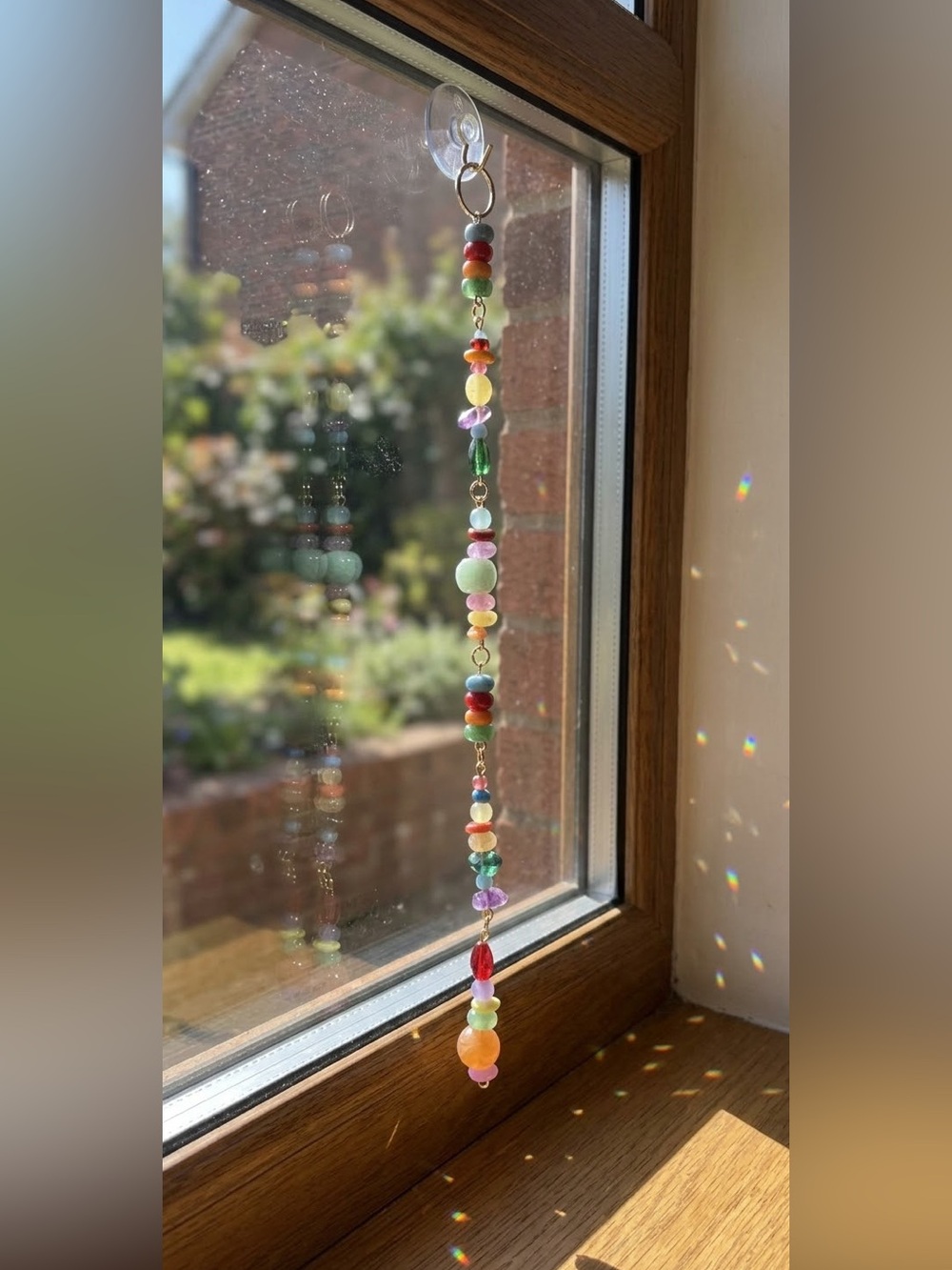 Handmade Multicolor Beaded Window Charm Suncatcher 10”